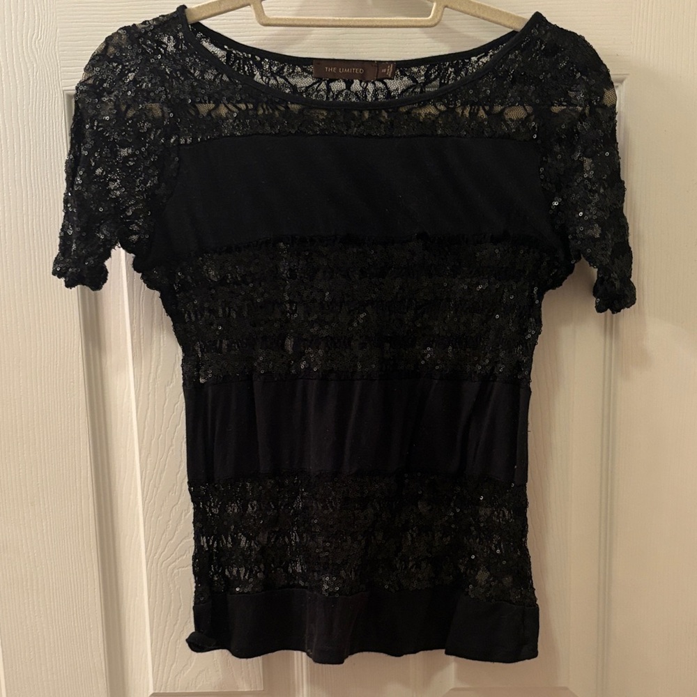 The Limited Elegant Black Lace Top